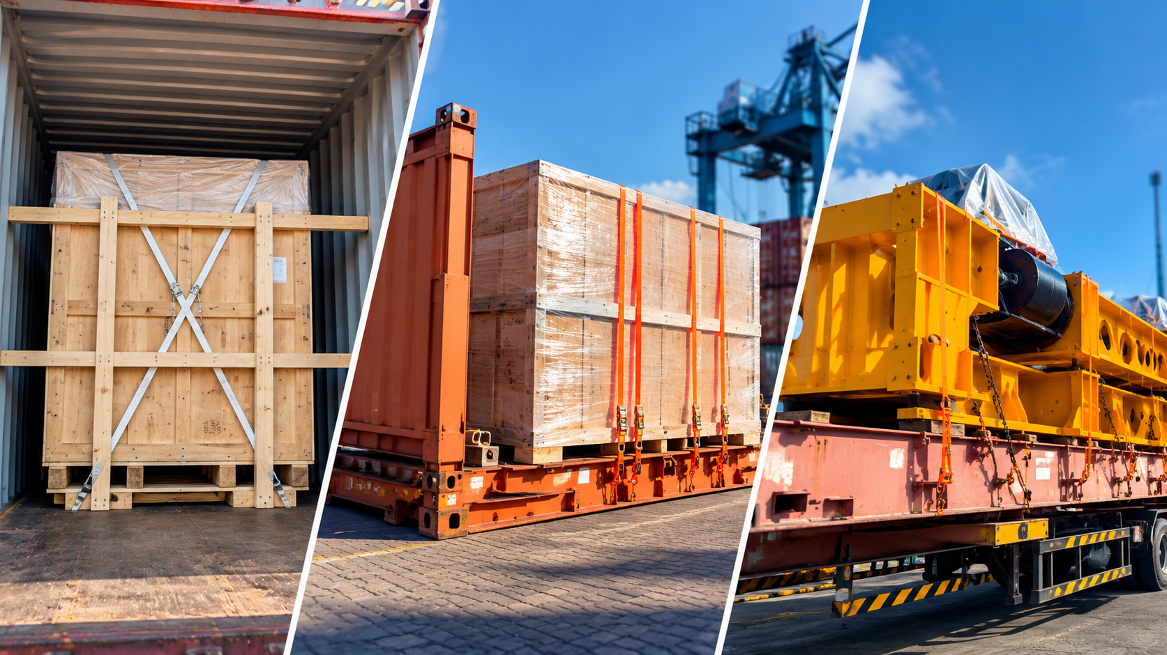 Cargo and palletized loads prepared for container transport